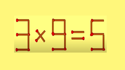 Testul IQ de vineri | Mutați doar 1 chibrit pentru a corecta egalitatea: 3x9=5