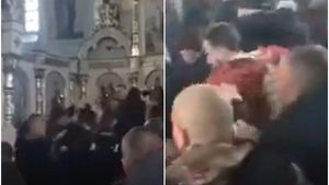 Scene şocante în Ucraina! Un preot ortodox a fost capturat chiar în biserică. Imaginile cu preotul târât de militanţi au devenit virale