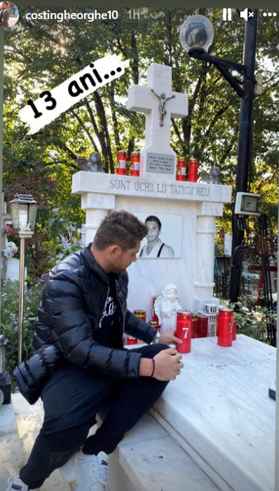 Costin Gheorghe, îndurerat la mormântul lui Franco Pascu, nepotul lui Pepe. Au trecut 13 ani de când acesta s-a stins din viață