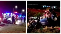 O șoferiță de 19 ani a fost la un pas să provoace o tragedie din cauza neatenției și a zburat cu mașina de pe drum. 5 răniți în urma impactului violent