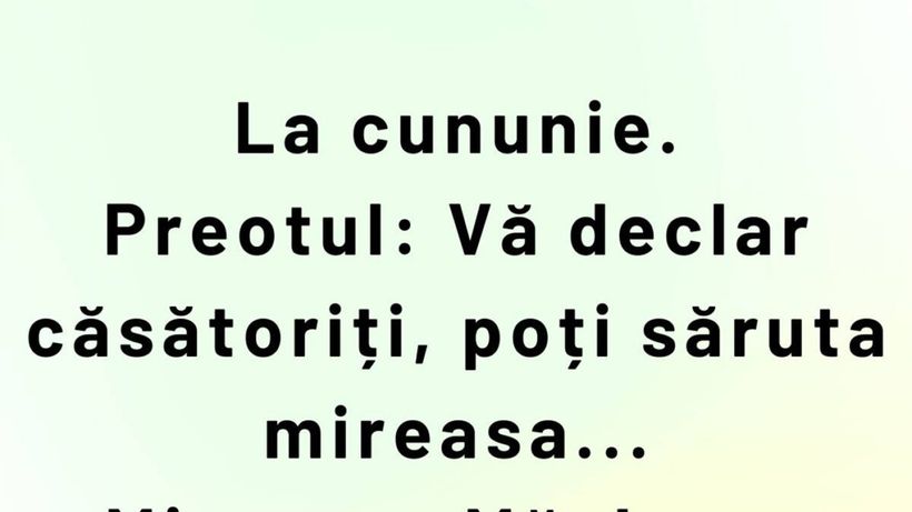 BANC | „Vă declar căsătoriți, poți săruta mireasa”