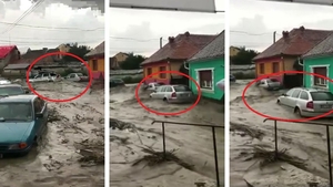 Imagini apocaliptice în Brașov, după o furtună puternică! Mașinile au fost luate de viitură, iar zeci de case au fost inundate