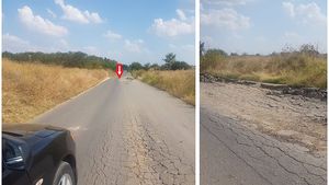 Atenție, șoferi! Există 2 cratere pe un drum circulat din județul Giurgiu, iar pericolul de accident este uriaș