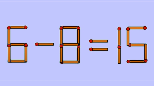 Test de inteligență | 6-8=15 este greșit. Pentru a corecta egalitatea, mutați un singur chibrit