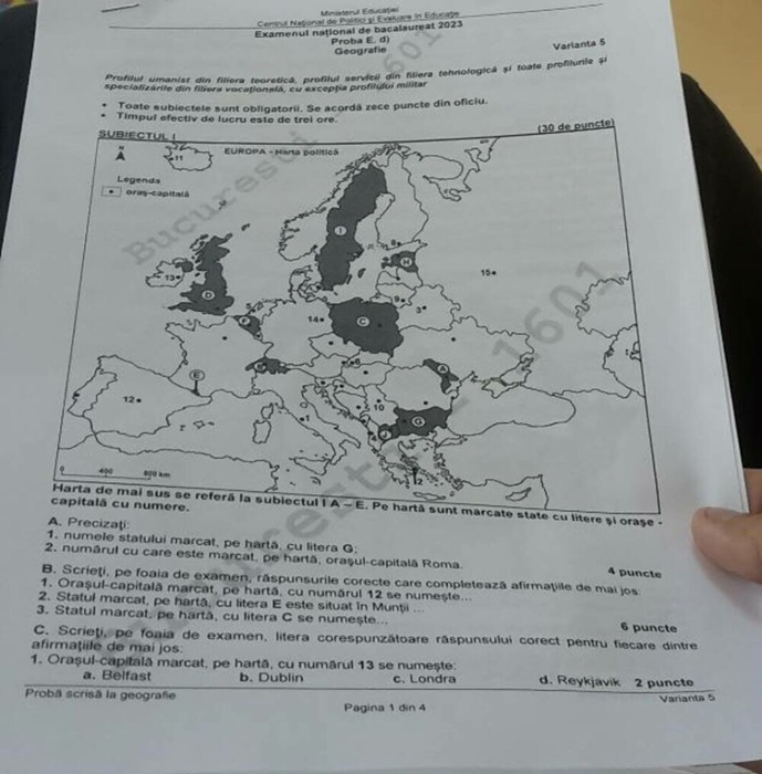 Subiectele la Geografie, BAC 2023 (partea I)