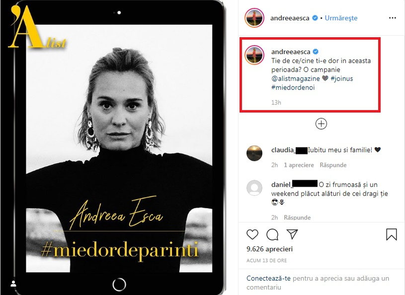 Andreea Esca, mesaj sfâşietor despre părinţii săi! Ce s-a întâmplat cu ei în timpul crizei de coronavirus