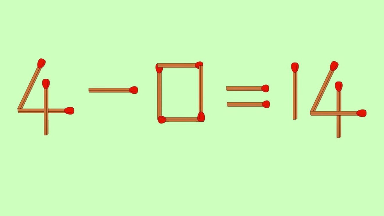 Test de inteligență | Corectați 4-0=14, mutând un singur băț de chibrit!
