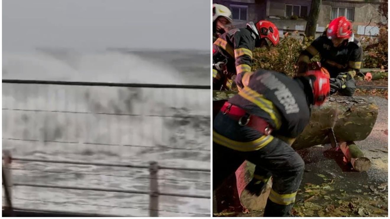 VIDEO | Vremea a produs pagube însemnate la Constanța! Cât de mari au fost valurile care au lovit litoralul românesc.
