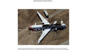 Atenție! Știrea falsă care a panicat România: "Un avion cu 254 români a căzut în Franța! Ei se îndreptau spre București pentru a participa la protest "