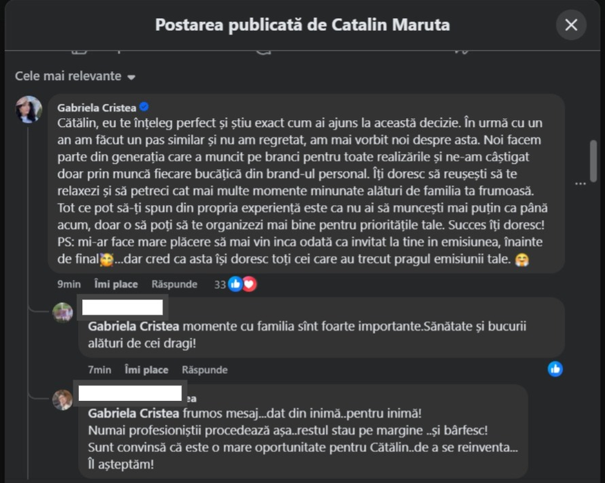 De ce susține Gabriela Cristea că a plecat Cătălin Măruță de la PRO TV! L-a dat de gol