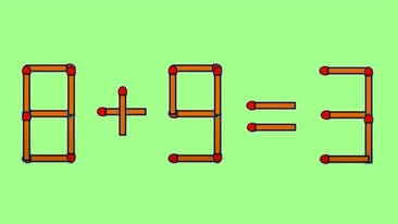 Test IQ | Ecuația 8+9=3 poate fi rezolvată dacă muți un singur băț. Ai găsit rezolvarea?