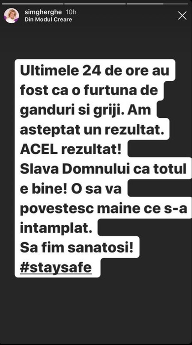 Simona Gherghe, testată pentru coronavirus: “O furtună de gânduri și griji…”