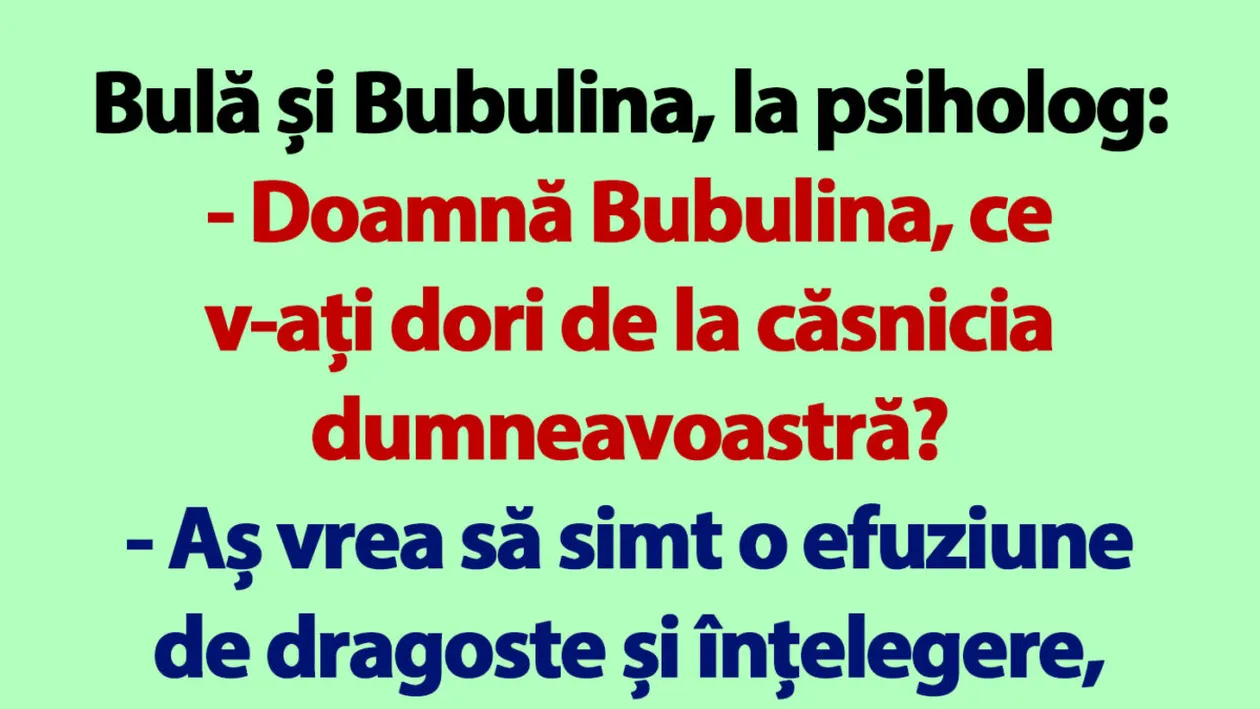 BANC | Bulă, Bubulina și psihologul conjugal