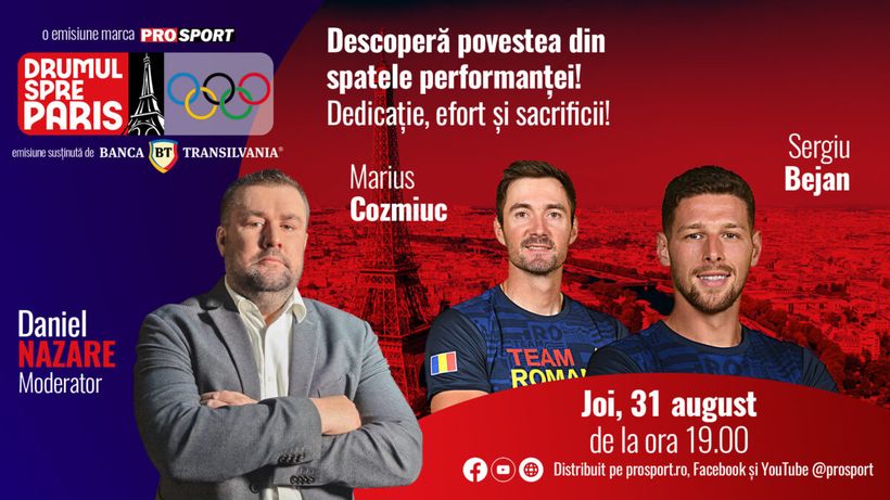 Canotorii Marius Cozmiuc şi Sergiu Bejan sunt invitații emisiunii ‘‘Drumul spre Paris’’ de joi 31 august, de la ora 19:00