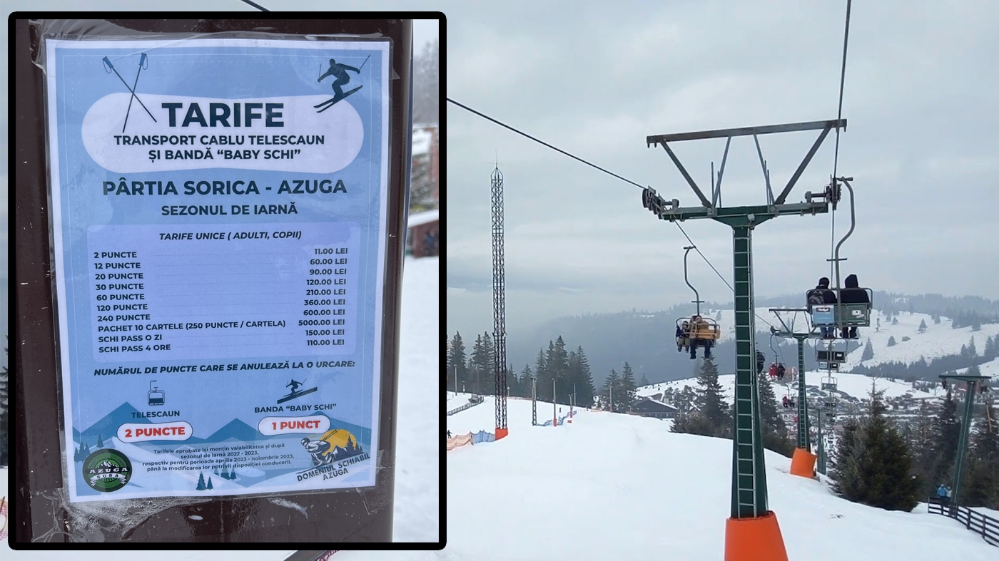 S-a deschis pârtia din Azuga. Câți lei costă o călătorie dus-întors cu telescaunul