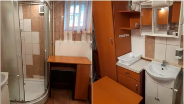 Încă o anomalie pe piața imobiliară de la noi! Cum arată garsoniera din Târgu Mureș cu patul în bucătărie și dușul lângă masă