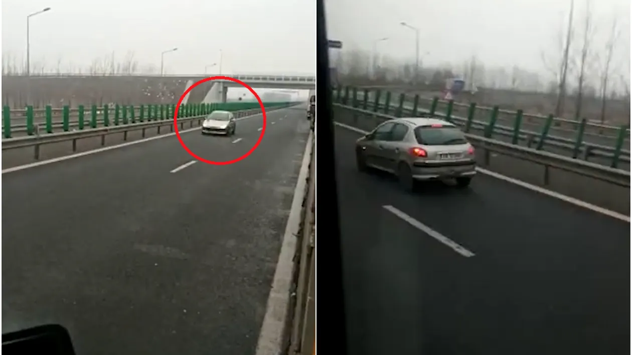 Imaginile zilei | O tânără de 22 ani a fost filmată în timp ce conducea pe contrasens, pe autostrada A1 Nădlac - Deva