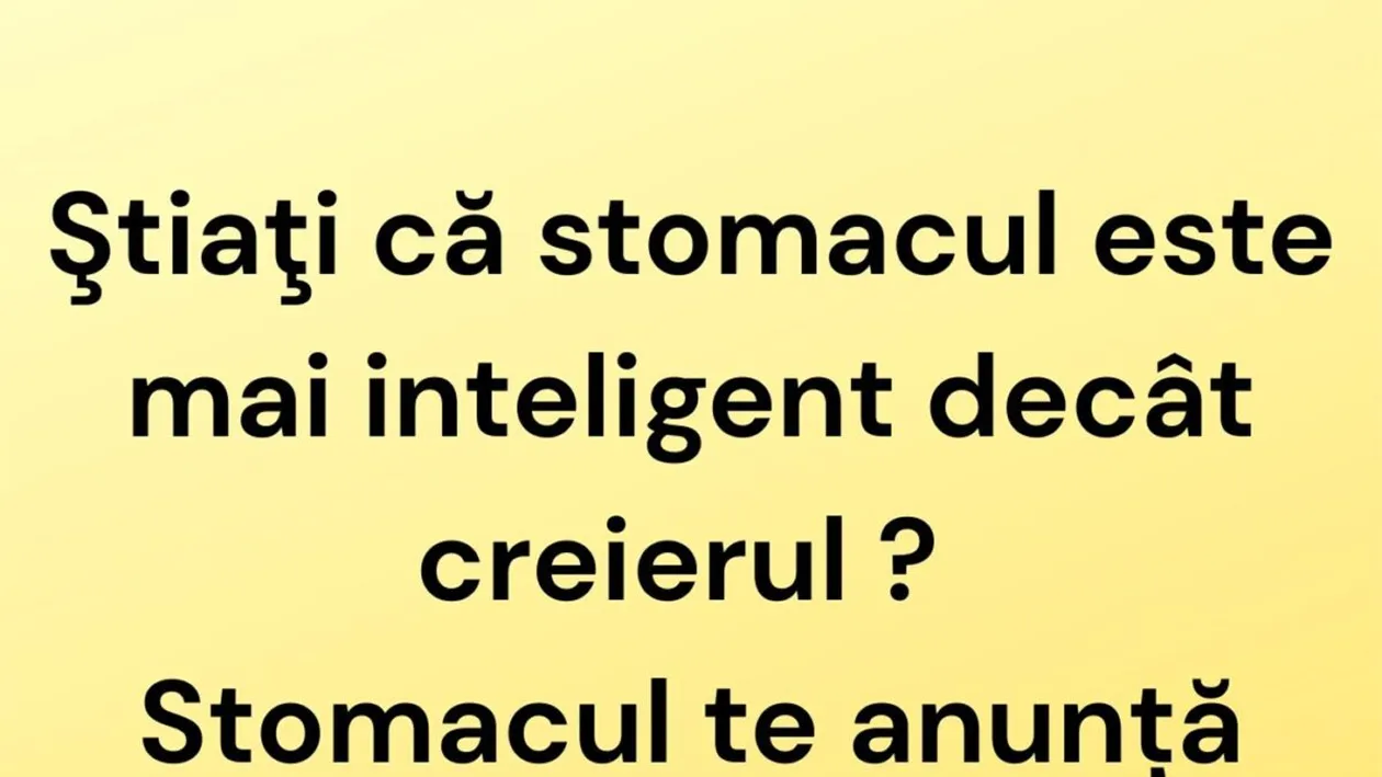 BANC | De ce este stomacul mai inteligent decât creierul