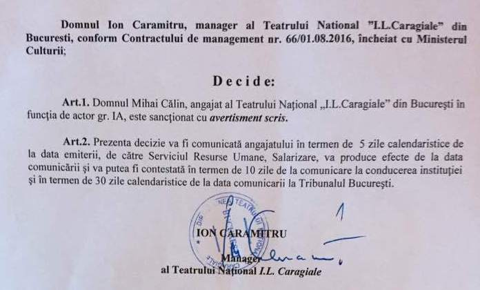 Scandal la Teatrul Naţional! Mihai Călin, ars de Ion Caramitru: ”Nu mai suport minciuna!”