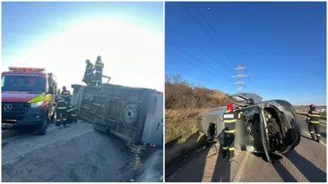 Accident grav în Cluj-Napoca! Un microbuz cu 10 pasageri, implicat în coliziune