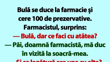 BANC | Bulă se duce la farmacie și cere 100 de prezervative