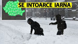 Prognoza ANM pe următoarele 2 săptămâni: Se întoarce iarna în România. Ninsori viscolite și temperaturi de -5 grade Celsius