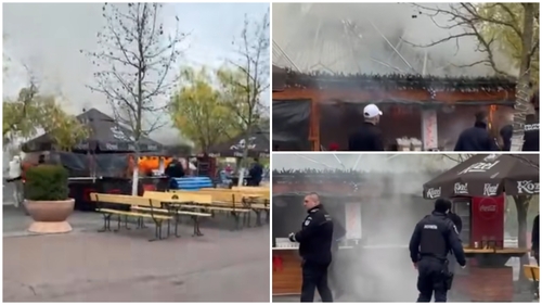 Incendiu la un târg de Crăciun din Capitală! O căsuță din lemn a aras ca o torță