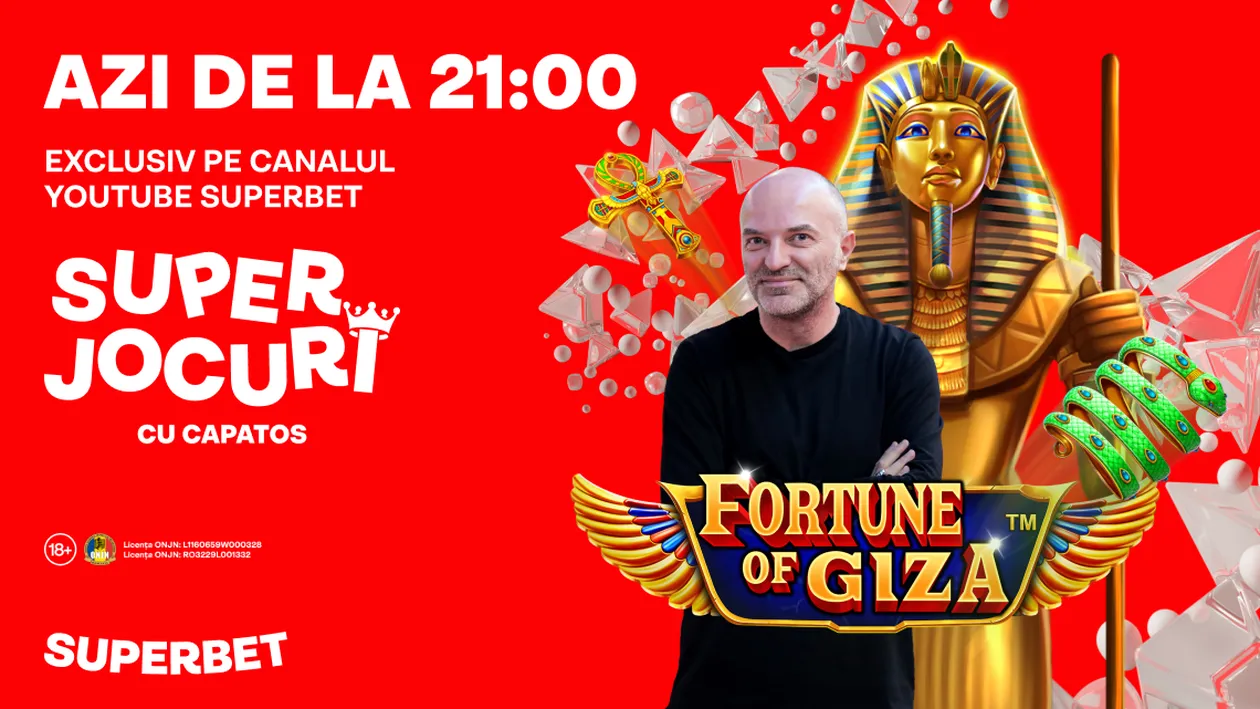 Aventura lui Dan Capatos cu sloturile online continuă azi de la 21 pe YouTube Superbet cu bogățiile piramidei din Giza!