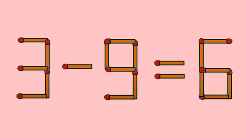 Test de inteligență | Mutați un singur chibrit, pentru a corecta 3 - 9 = 6
