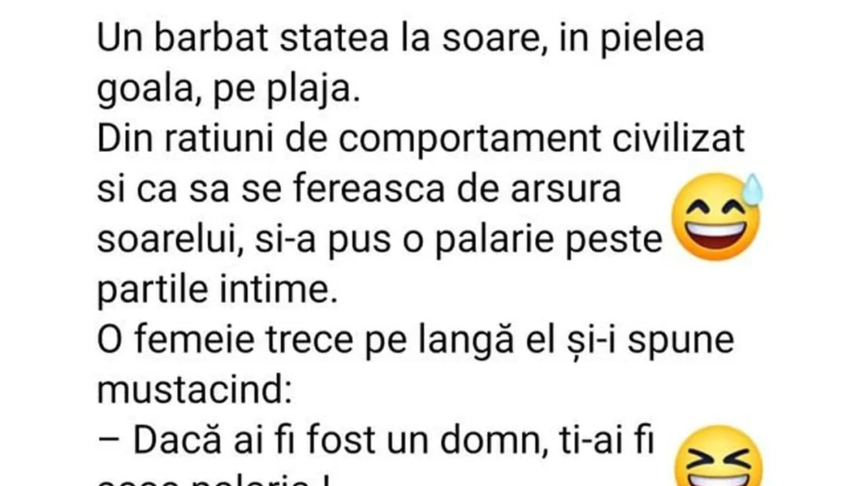 BANCUL ZILEI | Un bărbat stătea la soare, în pielea goală, pe plajă