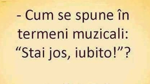 BANC | Cum se spune în termeni muzicali: "Stai jos, iubito!"?