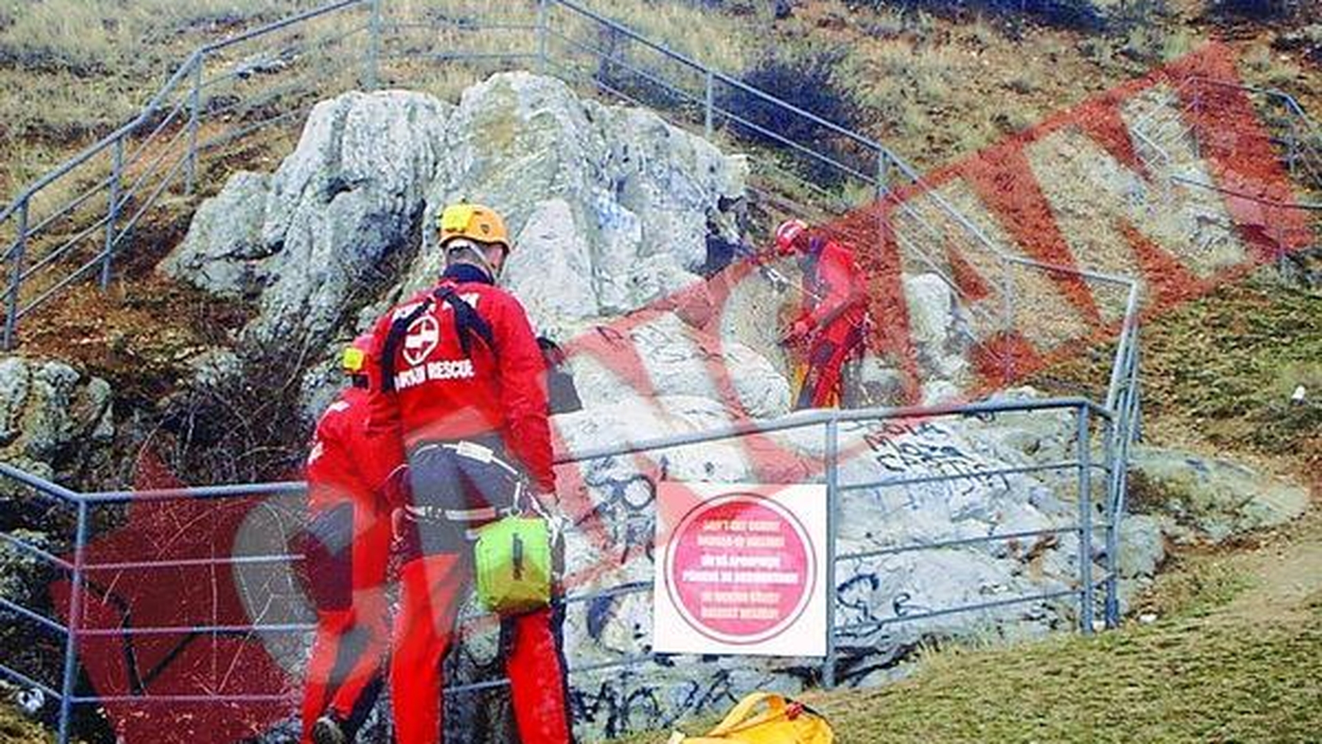 Operatiune periculoasa de salvare a unei pisici