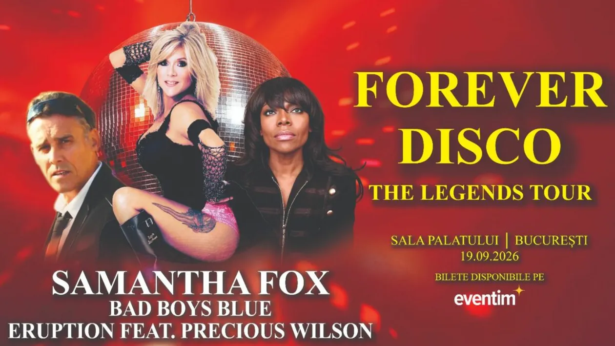 Legendele muzicii disco vin la Sala Palatului pe 19 septembrie 2026: Samantha Fox, Bad Boys Blue și Eruption, împreună la București