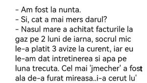 Bancul sfârșitului de septembrie | "Cât a mers darul la nuntă?"