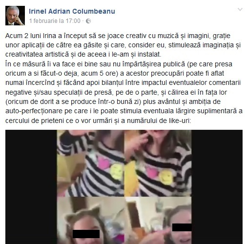 Irinel Columbeanu a anunţat că Irina a decis să-şi facă debutul în online