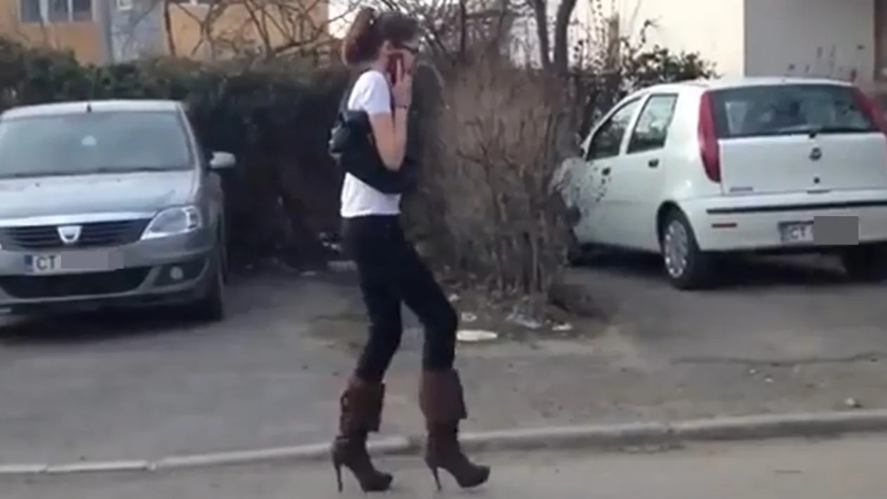VIDEO Asa ceva nu ai mai vazut! O tanara din Constanta ne arata cum NU se merge pe tocuri! Mai avea putin si isi rupea picioarele