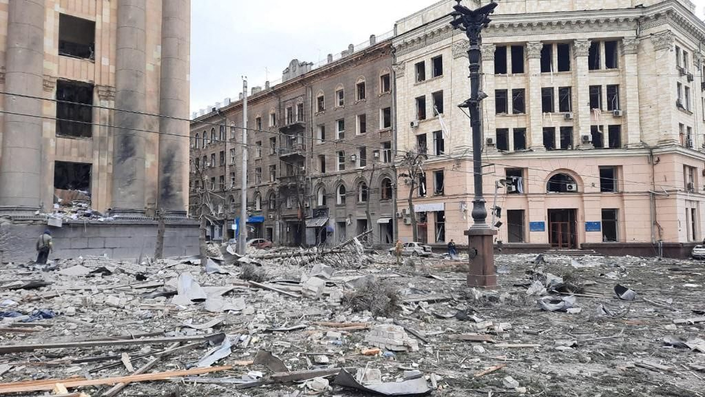 Cladiri din Kiev, afectate de bombardamente (Foto: Profimedia)