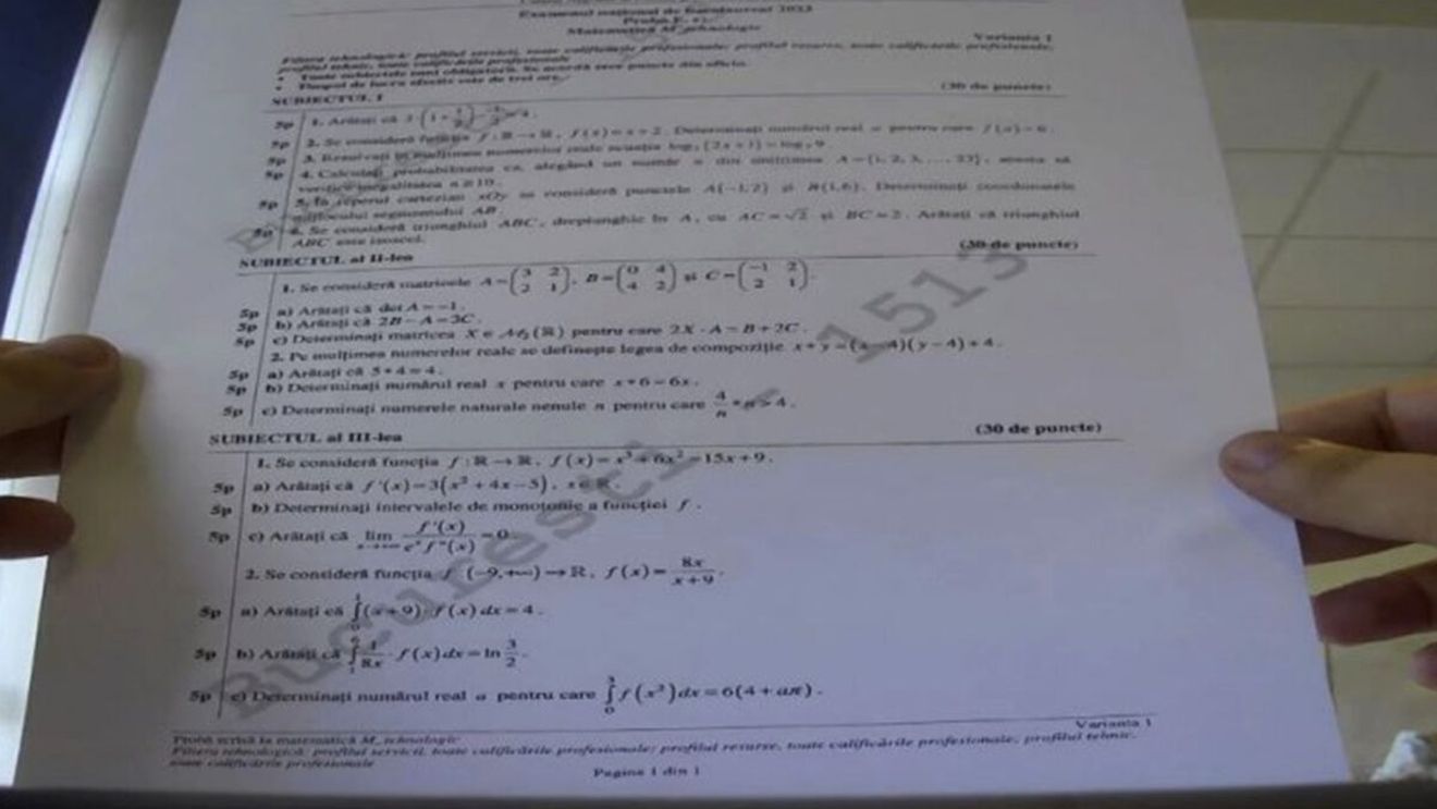 BAC 2024 | Ce trebuia să scrieți la matematică, pentru a primi notă de trecere la Bacalaureat 2024. Rezolvări + barem