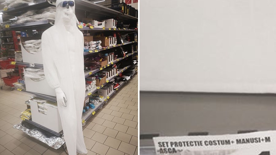 Un supermarket din România a scos la vânzare costume complete de protecție împotriva coronavirusului. De necrezut câți lei costă