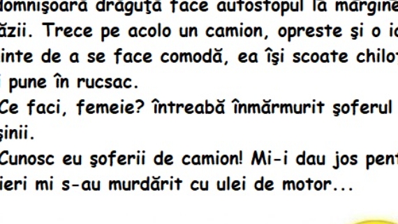 BANC | O domnișoară drăguță face autostopul la marginea străzii....