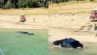 Un bărbat a ajuns cu mașina în Lacul Bicaz după ce ar fi vrut să o spele. Ce a urmat