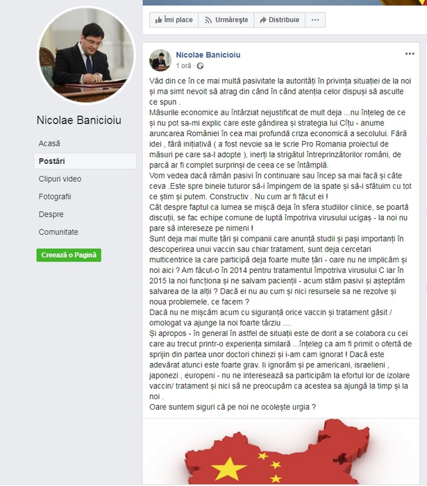 Nicolae Bănicioiu, declaraţii acide la adresa oficialilor români după ce s-a spus că au ignorat sprijinul oferit de câţiva medici chinezi în lupta cu coronavirusul: “Nu pot să îmi explic strategia lui Cîţu”
