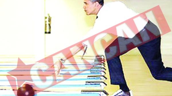 Obama, batut la popice de o femeie