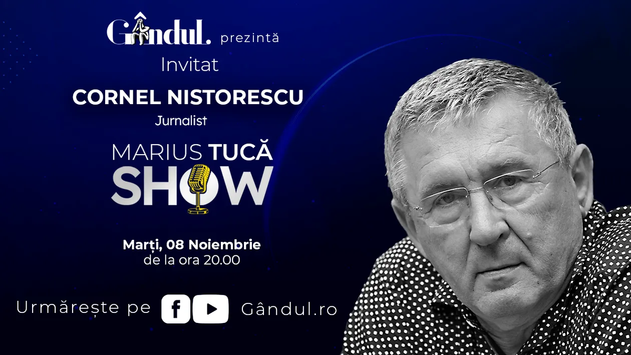 Marius Tucă Show începe marți, 08 noiembrie, de la ora 20.00, live pe gândul.ro