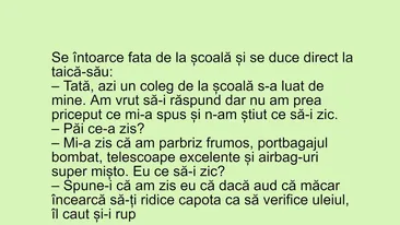 BANCUL ZILEI | Tată, azi un coleg de la școală s-a luat de mine