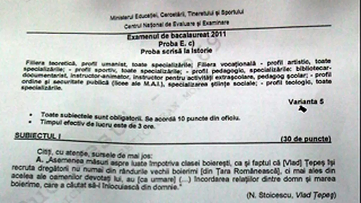 Uite care au fost subiectele la istorie si matematica la BAC 2011