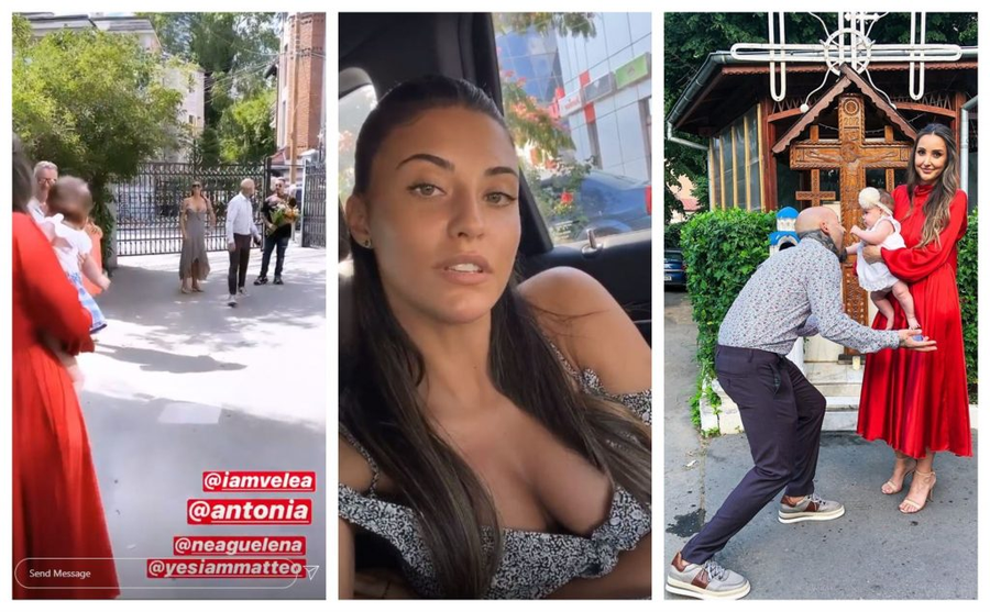 Matteo și partenera lui de viață, Elena Neagu, au botezat-o ieri pe Mia, iar printre invitați s-au numărat Antonia și Alex Velea © Instagram Stories / Facebook