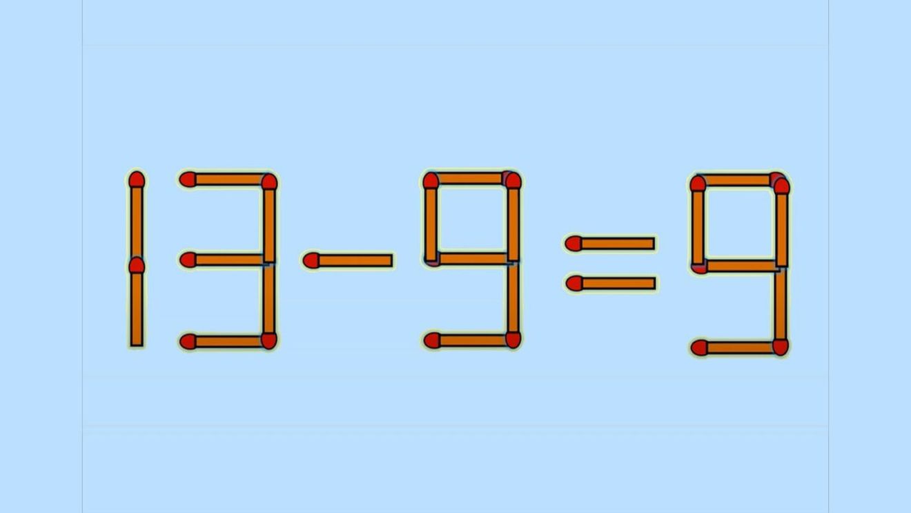 Test de inteligență | Mutați un singur băț, pentru a transforma 13 - 9 = 9 într-o egalitate corectă