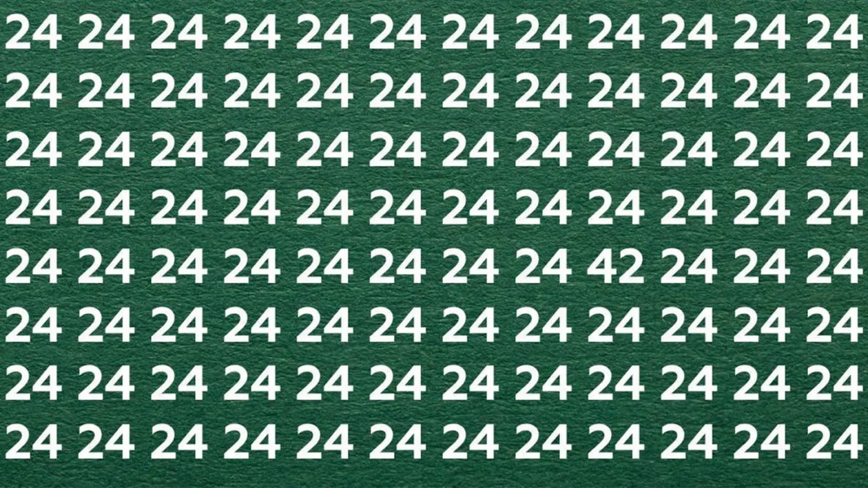 Test de perspicacitate | Doar 1 dintre 10 oameni îl găsește în 7 secunde: Identificați singurul număr diferit de 24!