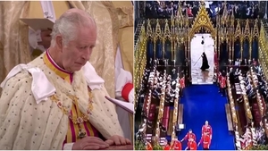 VIRAL | Apariție bizară la încoronarea Regelui Charles al III-lea. Silueta a fost denumită de internauți „moartea cu coasa”